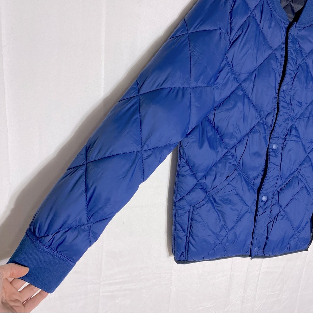 Calvin Klein Black Blue Reversible Quilted Puffer Zip Front Bomber Jacket S - Picture 11 of 15